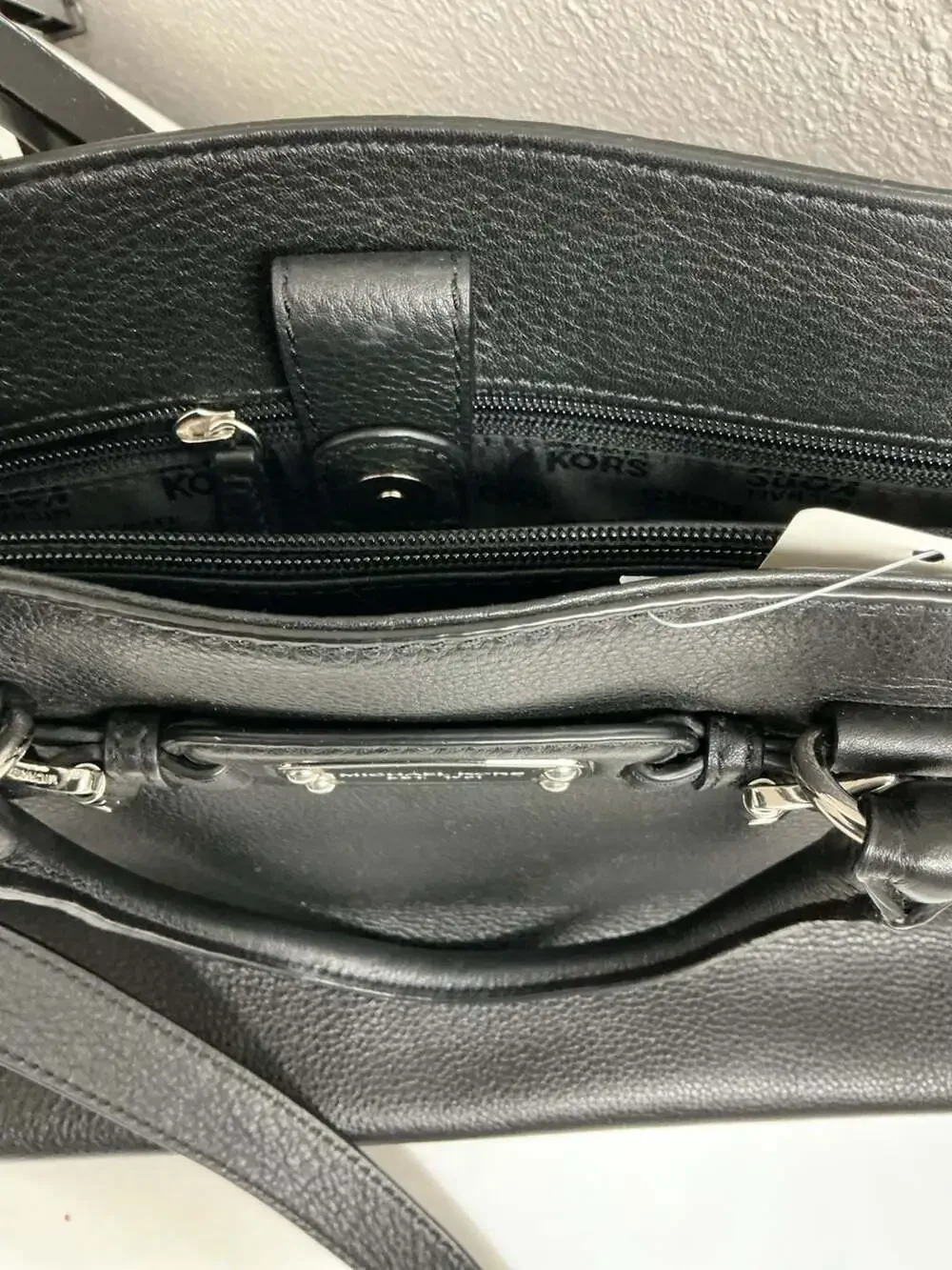 Michael Kors Black Pebbled Leather Hamilton Traveler Belted Tote Handbag